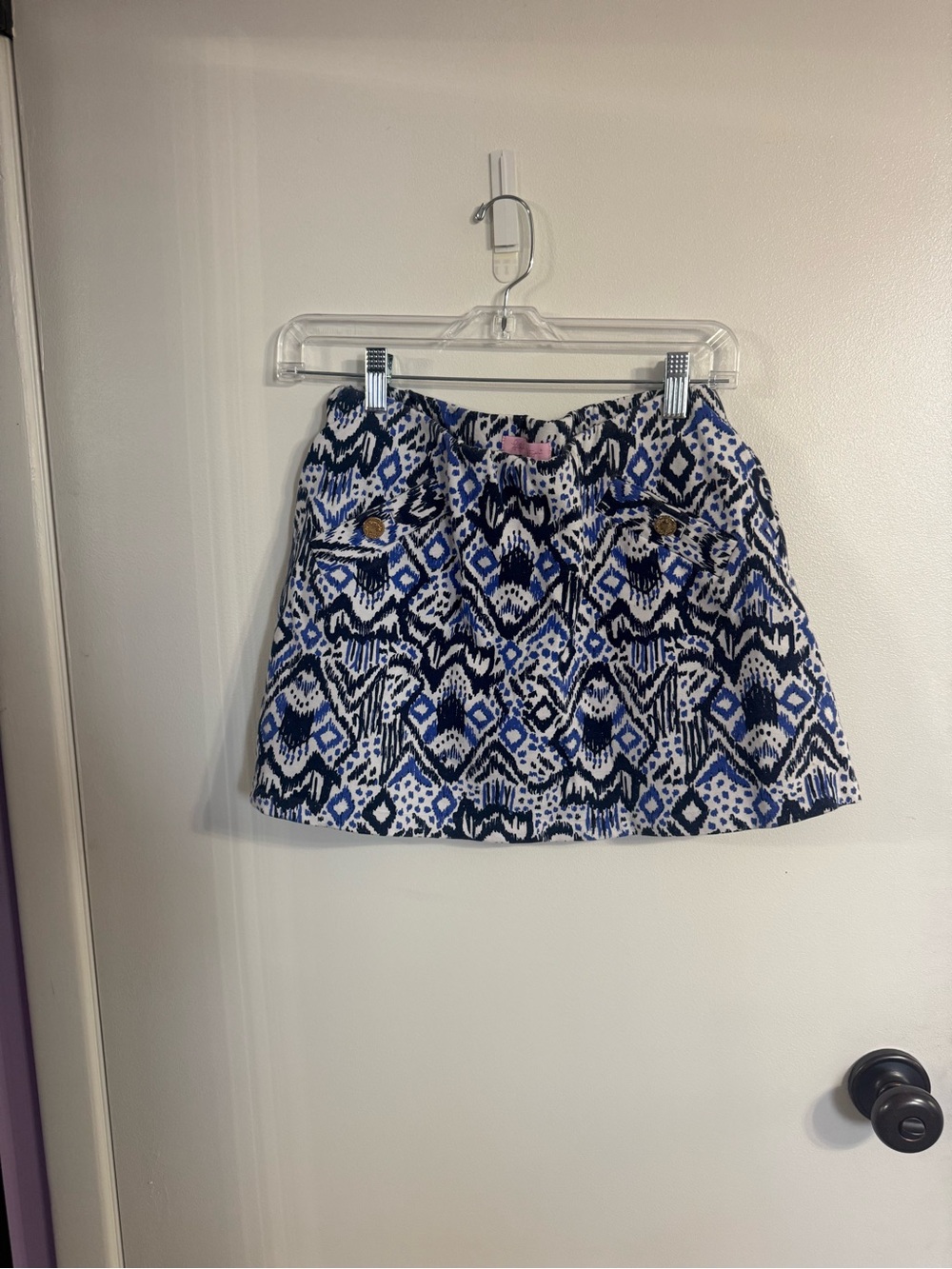 Lilly Pulitzer Blue, Navy & White Printed Mini Skirt